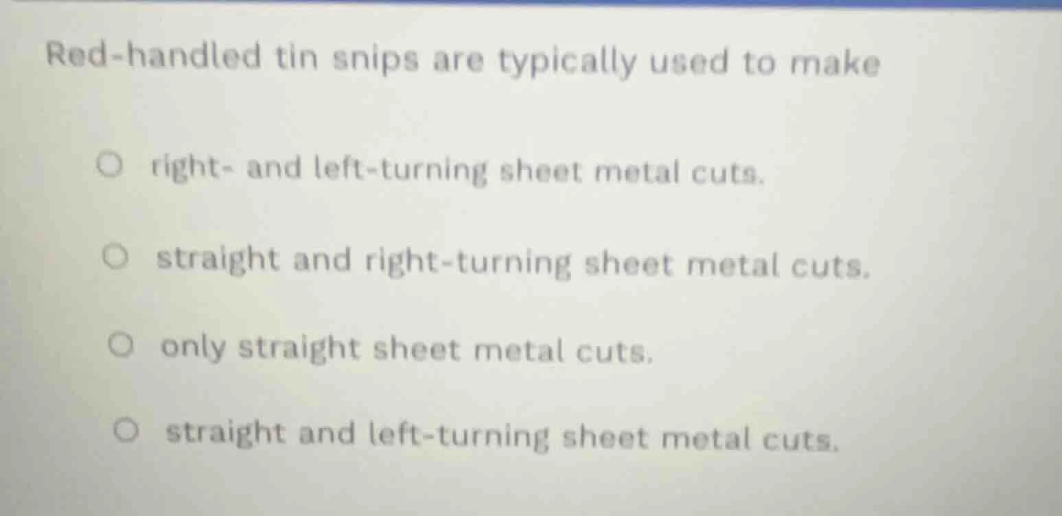 red - handled tin snips are typically used to make right - and left - t…