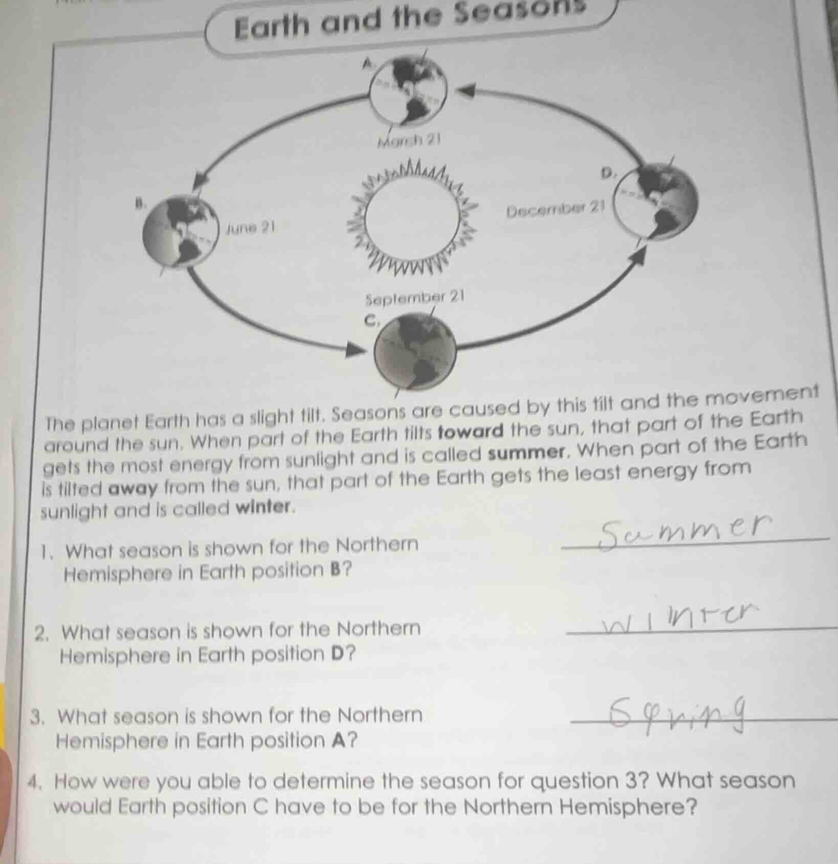 earth and the seasons the planet earth has a slight tilt. seasons are c…