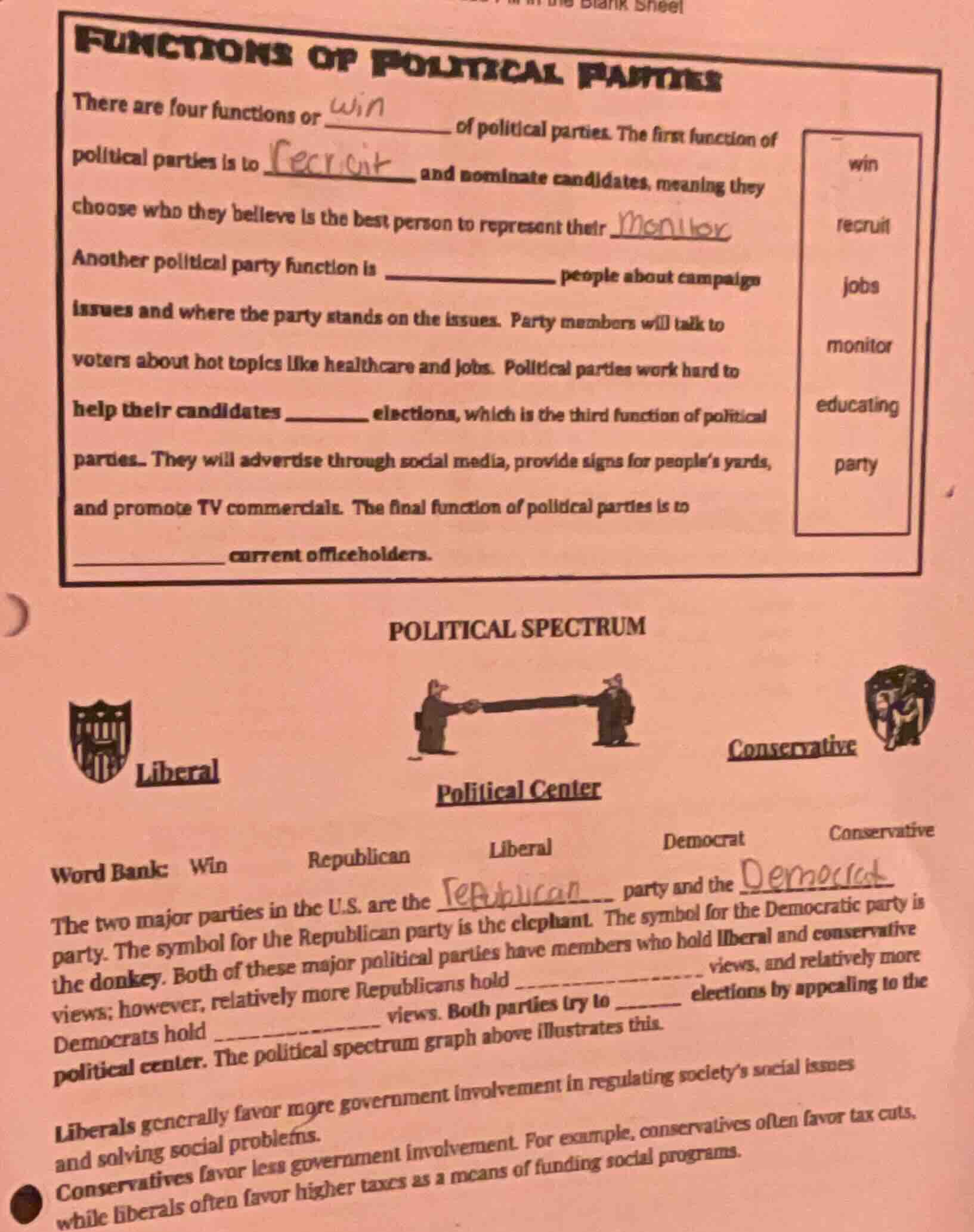 functions of political parties there are four functions or ______ of po…