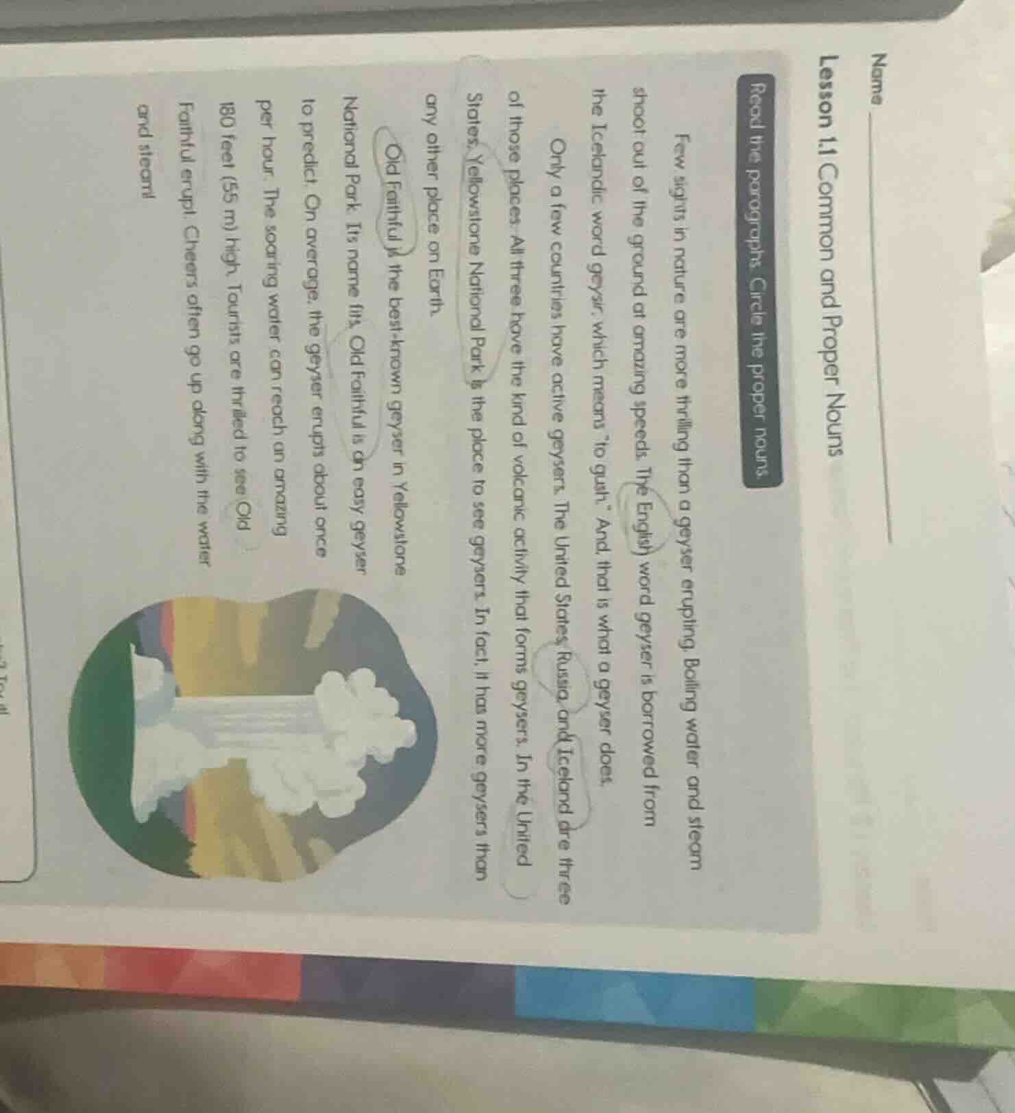 name lesson 1.1 common and proper nouns read the paragraphs. circle the…