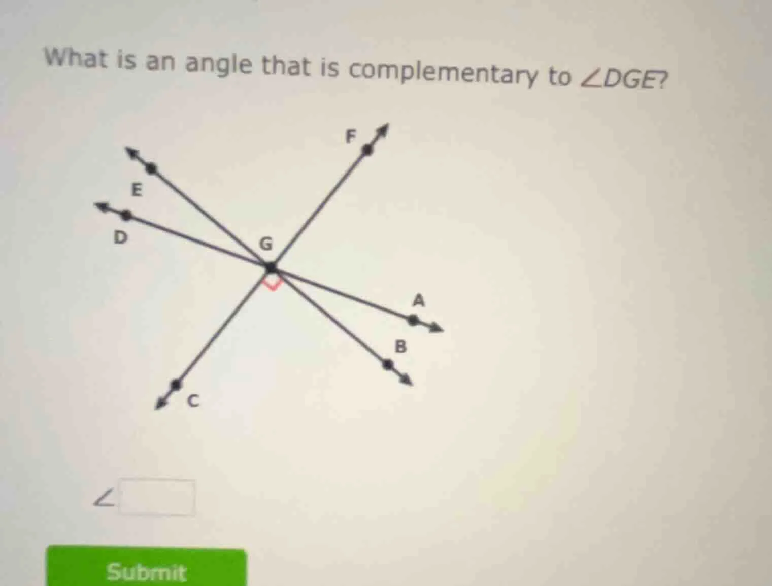 what is an angle that is complementary to ∠dge?