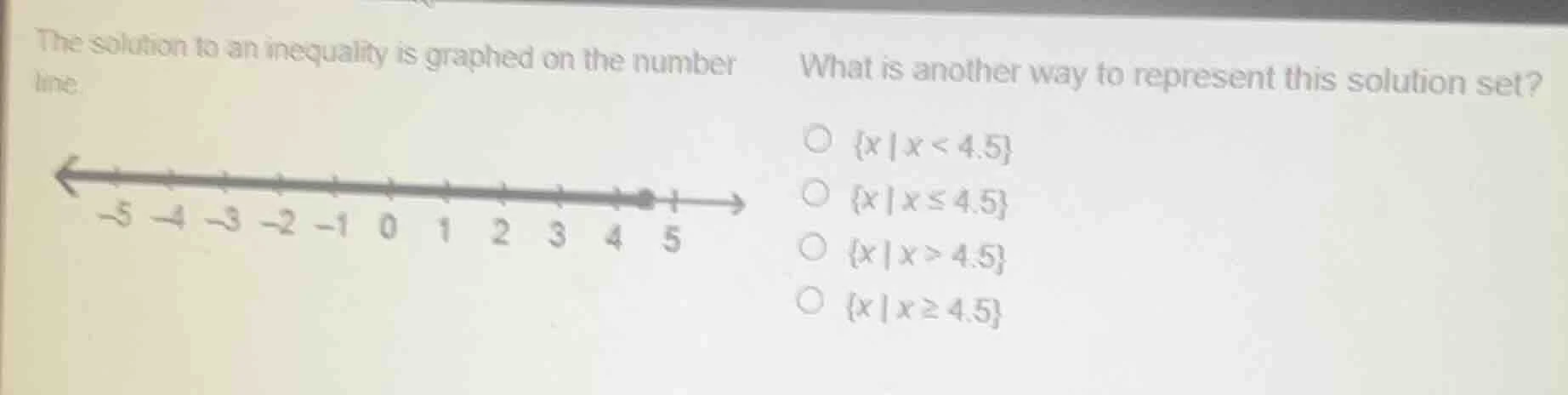 the solution to an inequality is graphed on the number line. what is an…