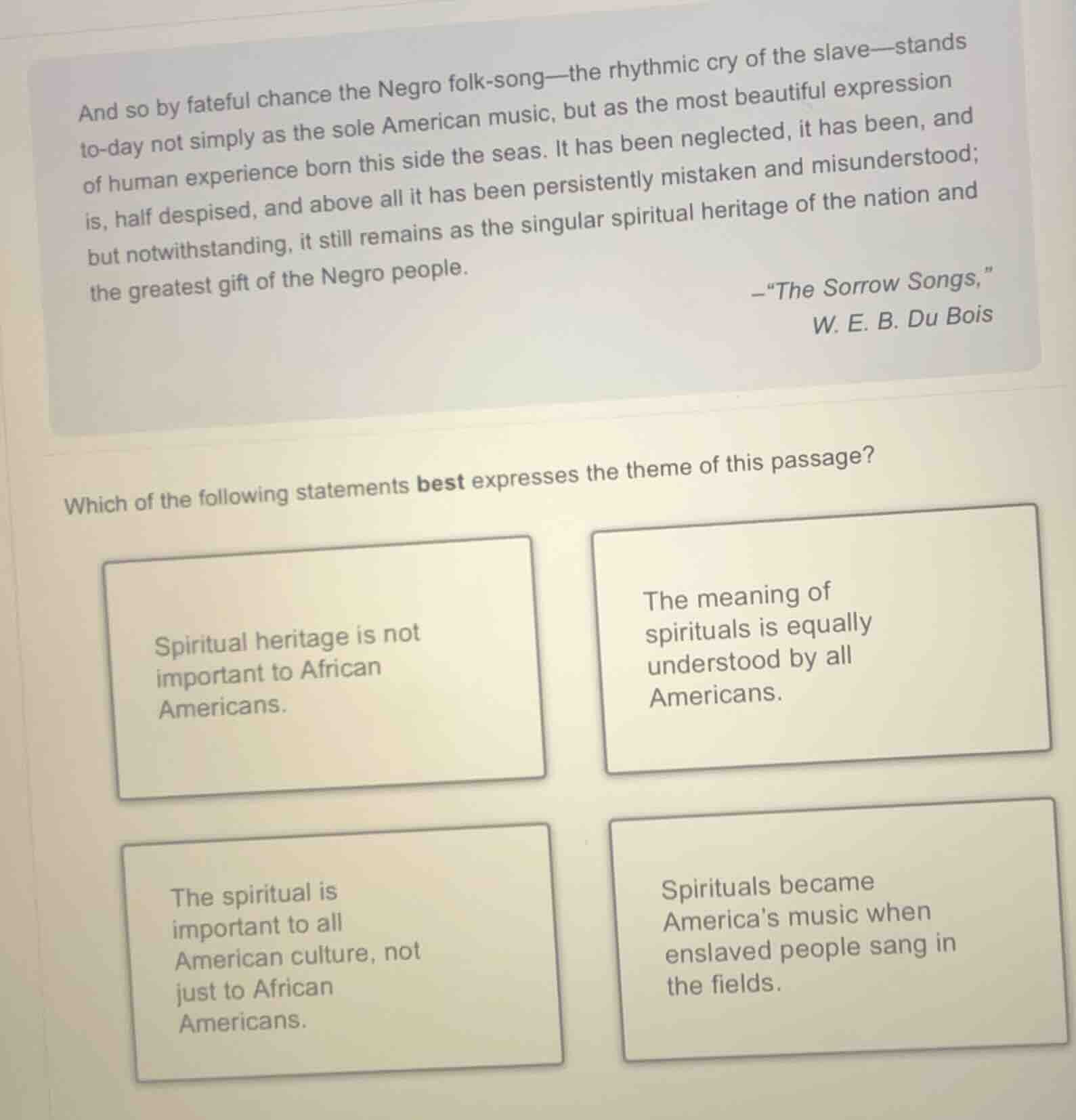 and so by fateful chance the negro folk - song—the rhythmic cry of the …