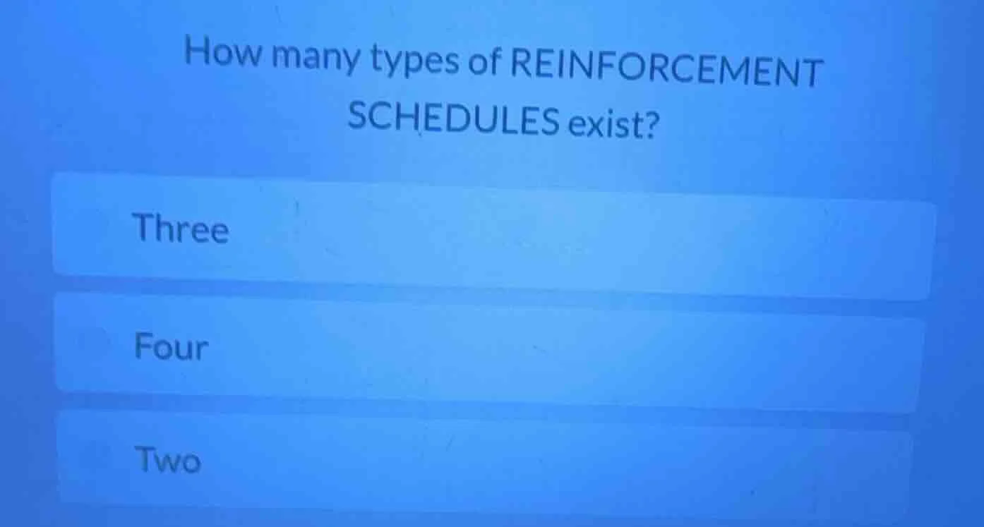 how many types of reinforcement schedules exist? three four two