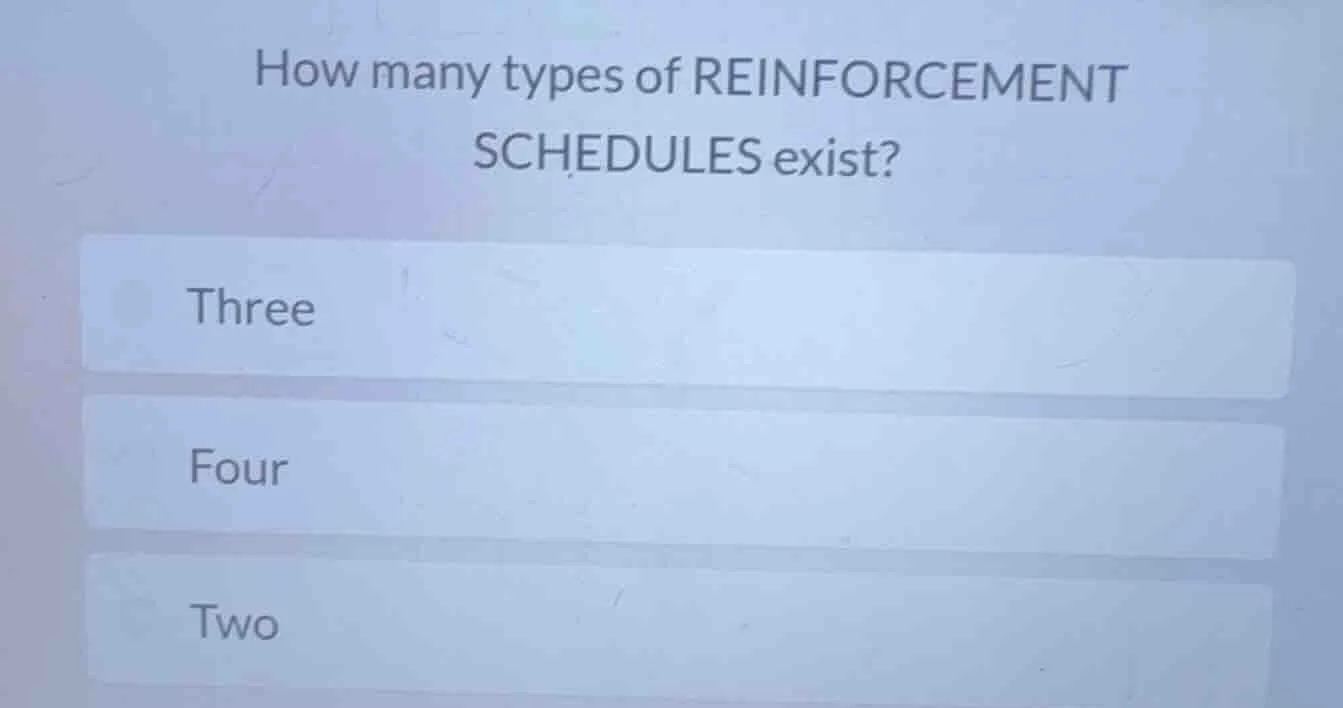 how many types of reinforcement schedules exist? three four two