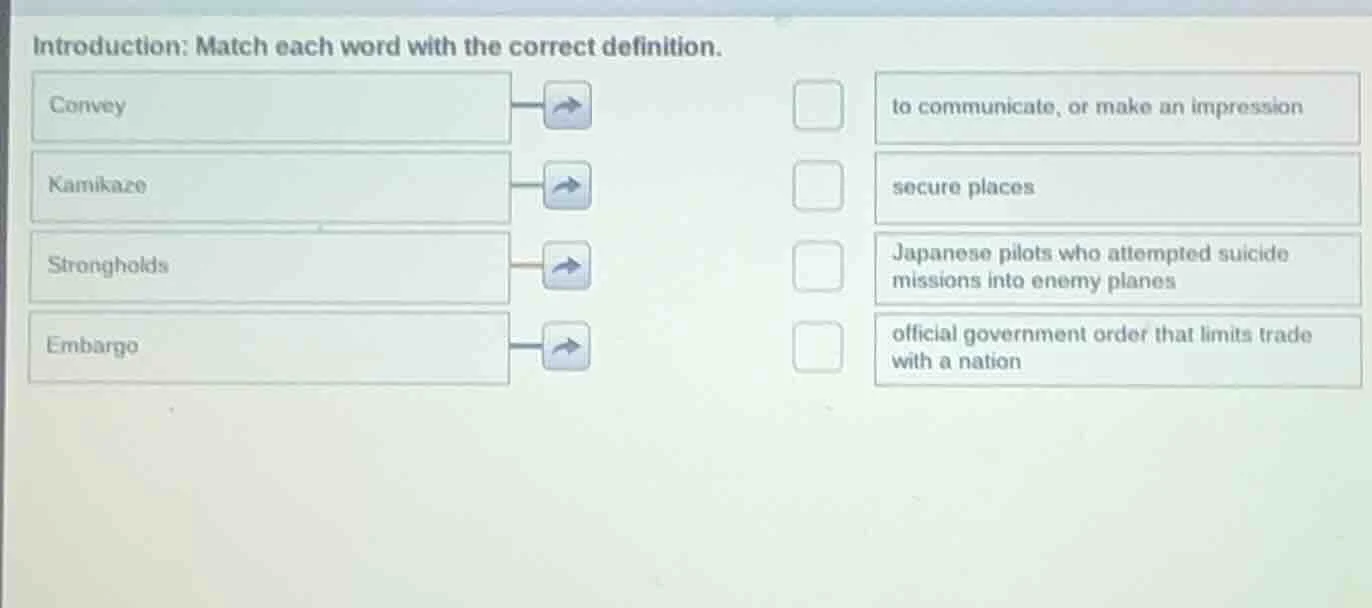 introduction: match each word with the correct definition. convey kamik…