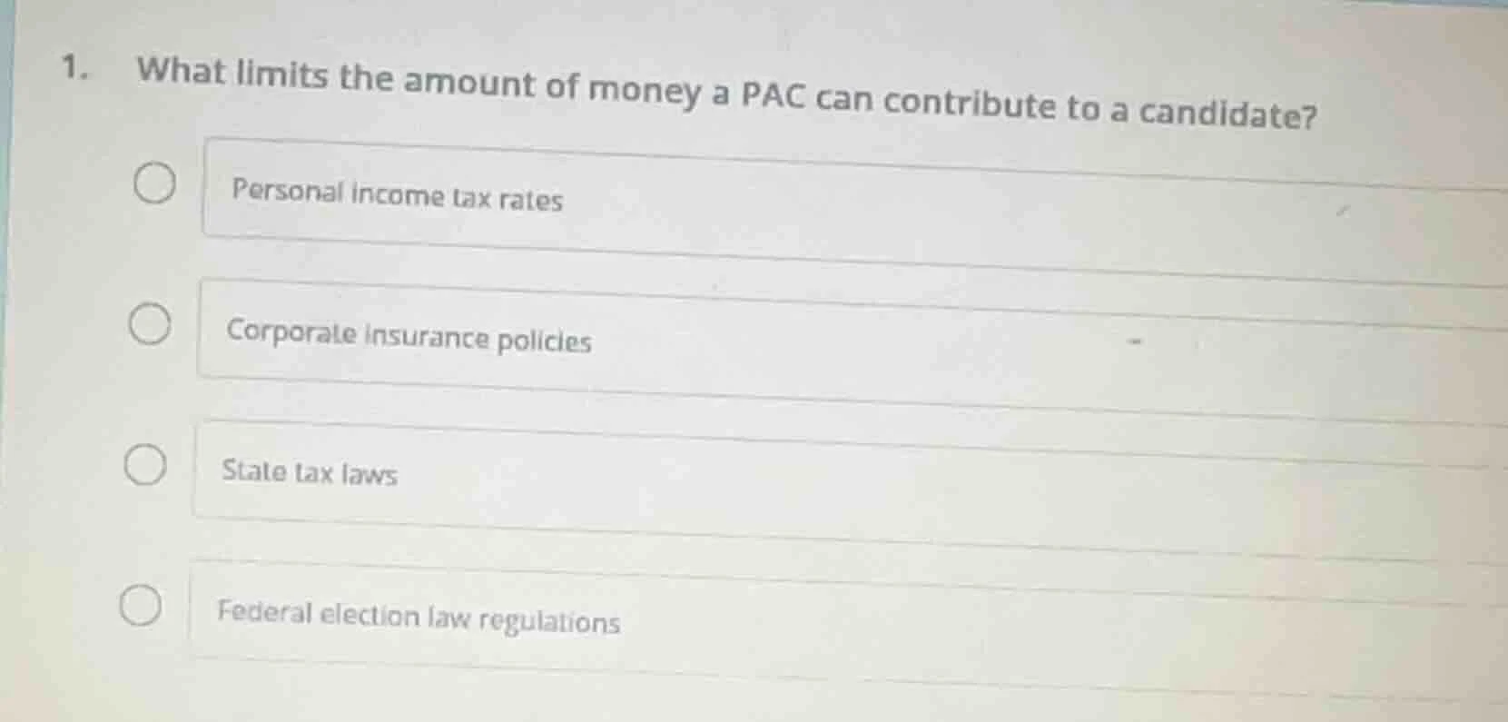 1. what limits the amount of money a pac can contribute to a candidate?…