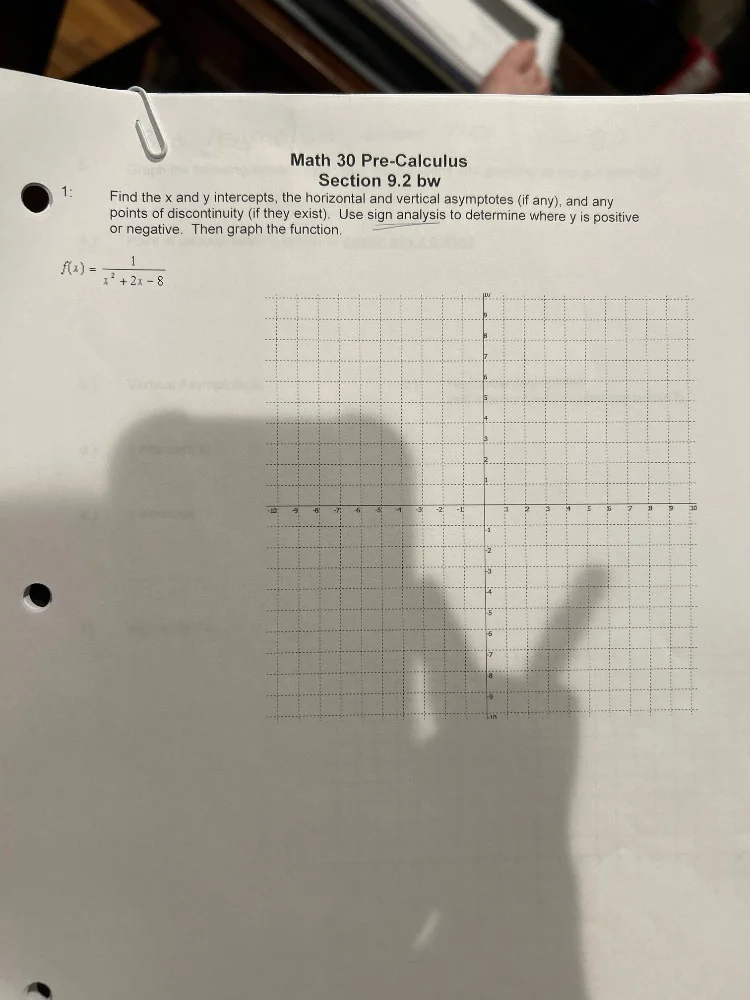 math 30 pre - calculus section 9.2 bw 1: find the x and y intercepts, t…
