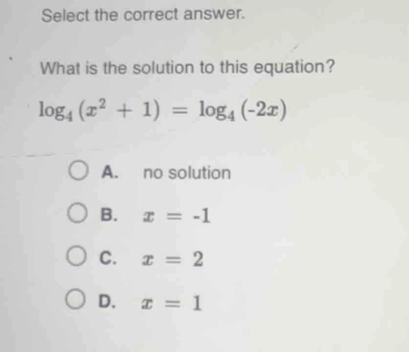 select the correct answer. what is the solution to this equation? \\(\\…