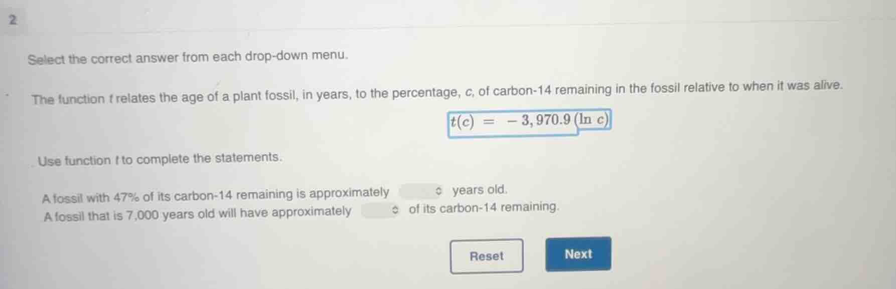 2 select the correct answer from each drop - down menu. the function t …