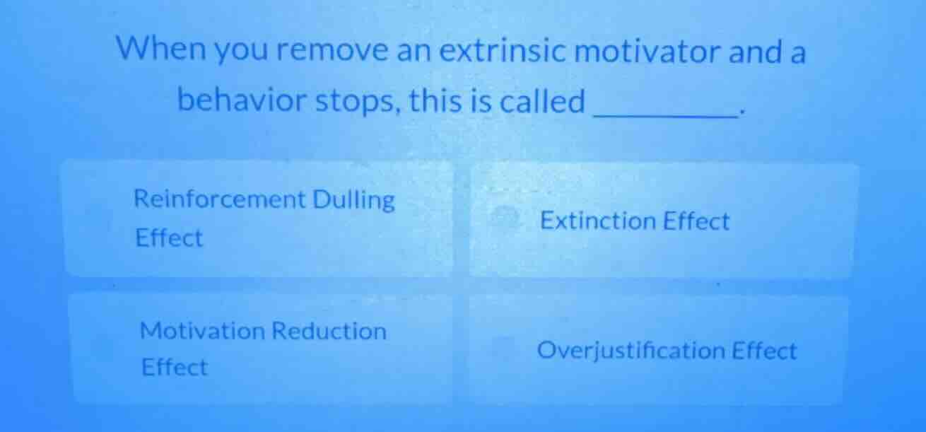 when you remove an extrinsic motivator and a behavior stops, this is ca…
