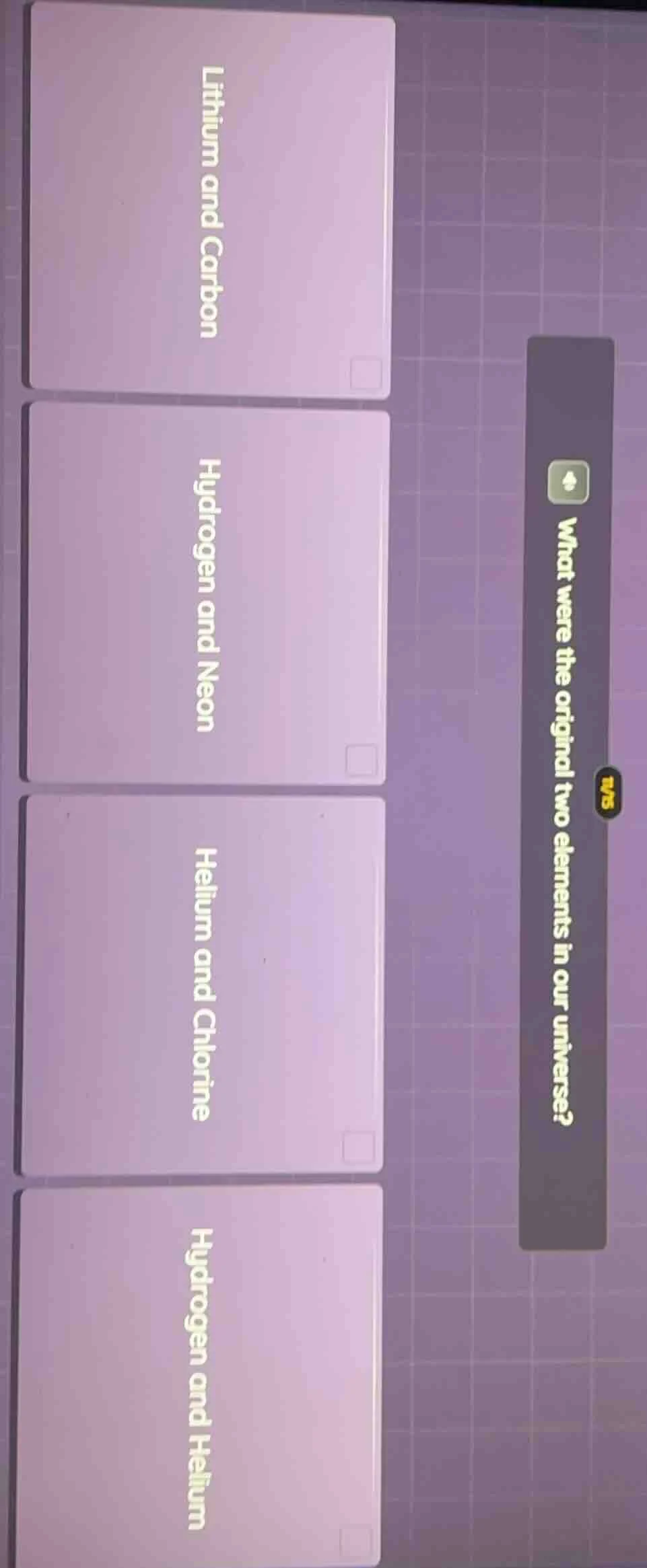 what were the original two elements in our universe? lithium and carbon…