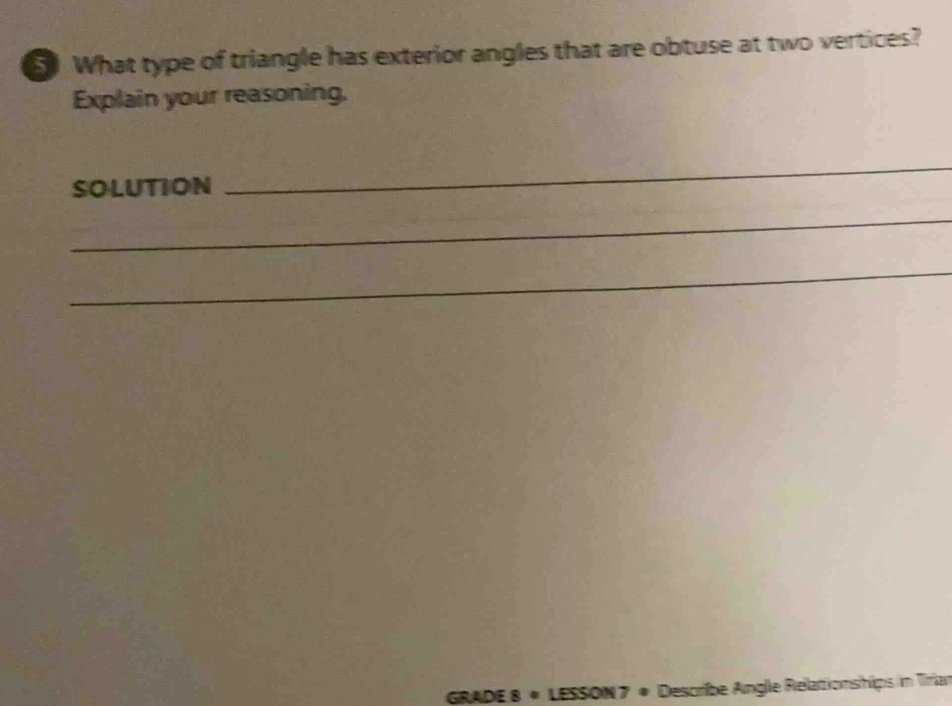 5 what type of triangle has exterior angles that are obtuse at two vert…