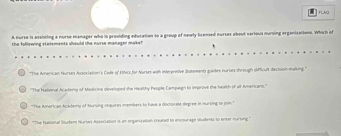 a nurse is assisting a nurse manager who is providing education to a gr…