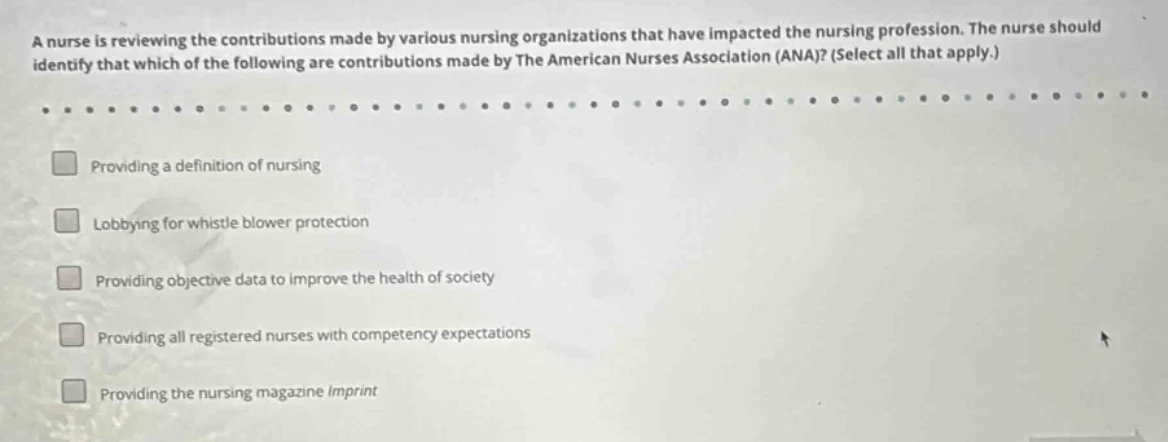 a nurse is reviewing the contributions made by various nursing organiza…