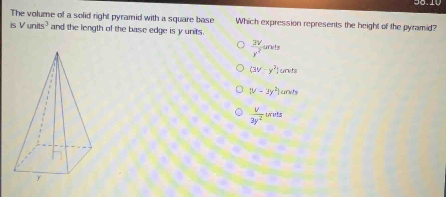 the volume of a solid right pyramid with a square base is v units³ and …