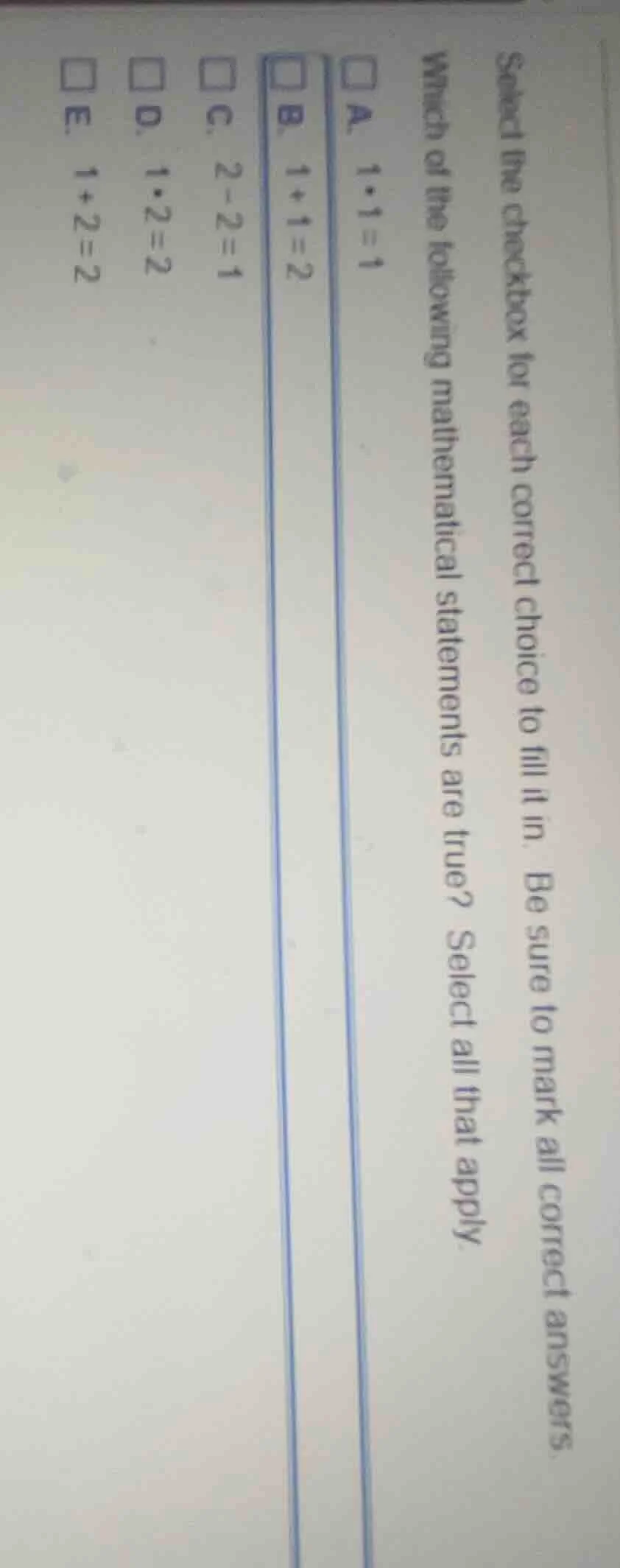 select the checkbox for each correct choice to fill it in. be sure to m…