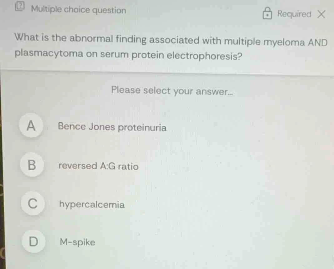 what is the abnormal finding associated with multiple myeloma and plasm…