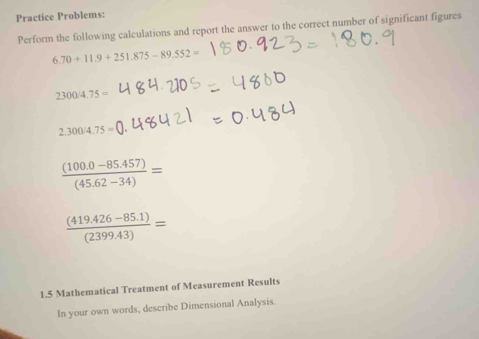 practice problems: perform the following calculations and report the an…