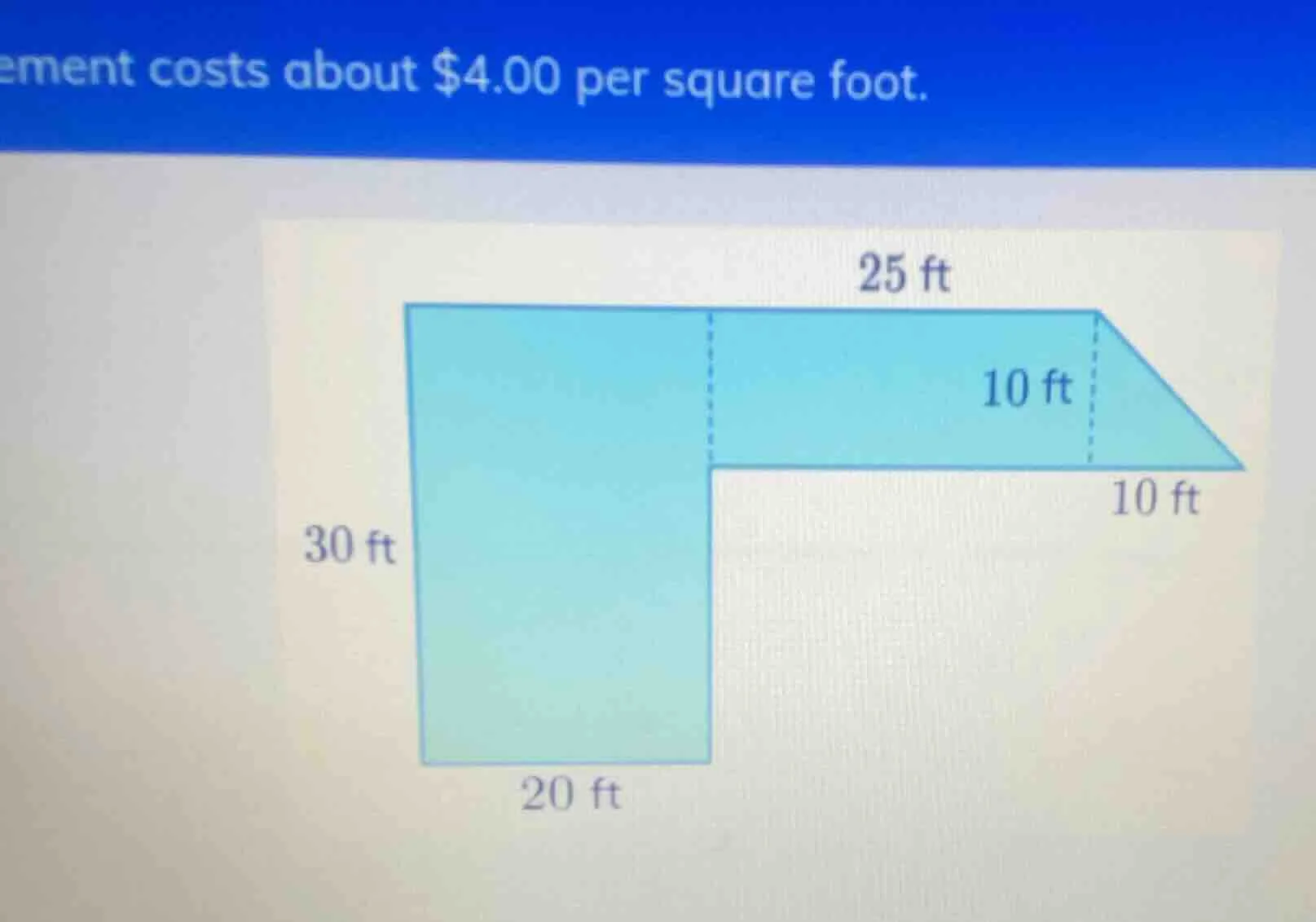 ement costs about $4.00 per square foot.