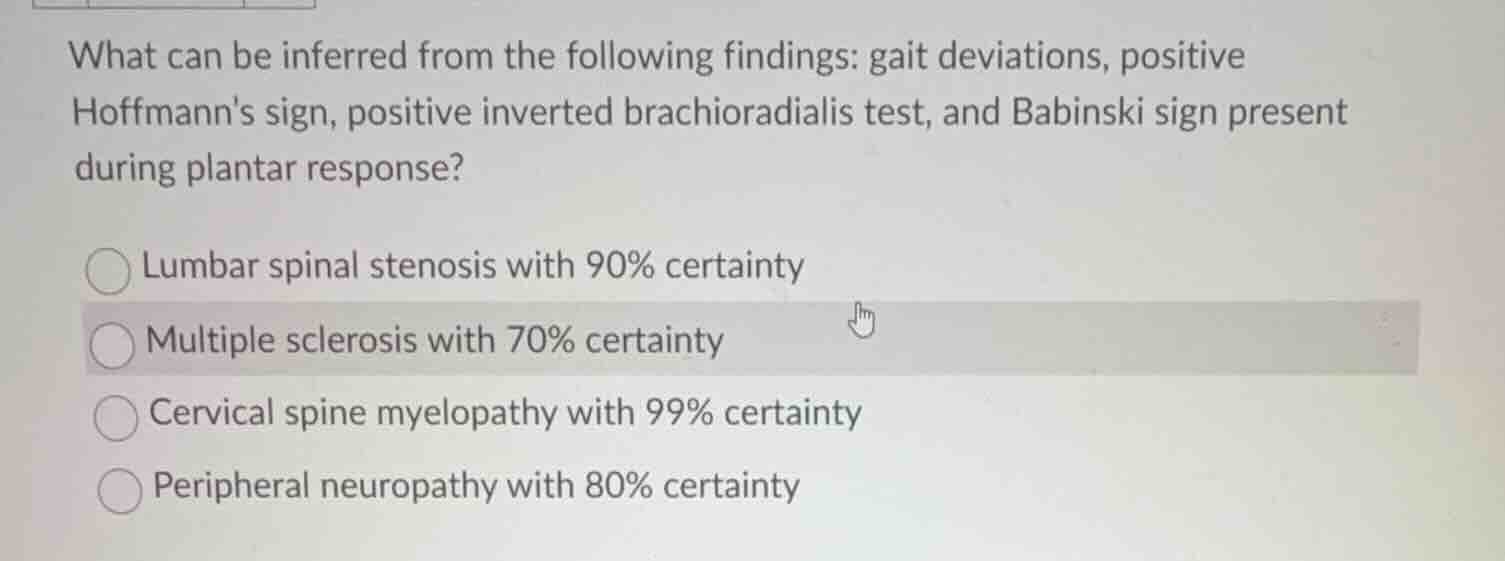 what can be inferred from the following findings: gait deviations, posi…