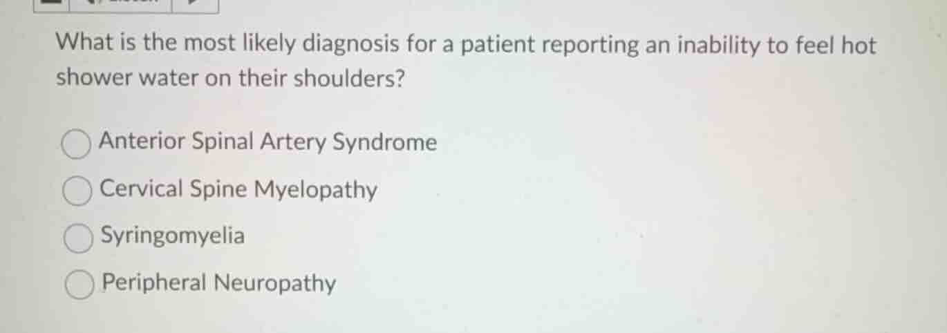 what is the most likely diagnosis for a patient reporting an inability …