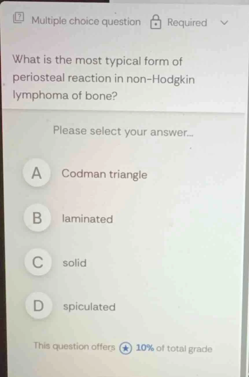 what is the most typical form of periosteal reaction in non - hodgkin l…