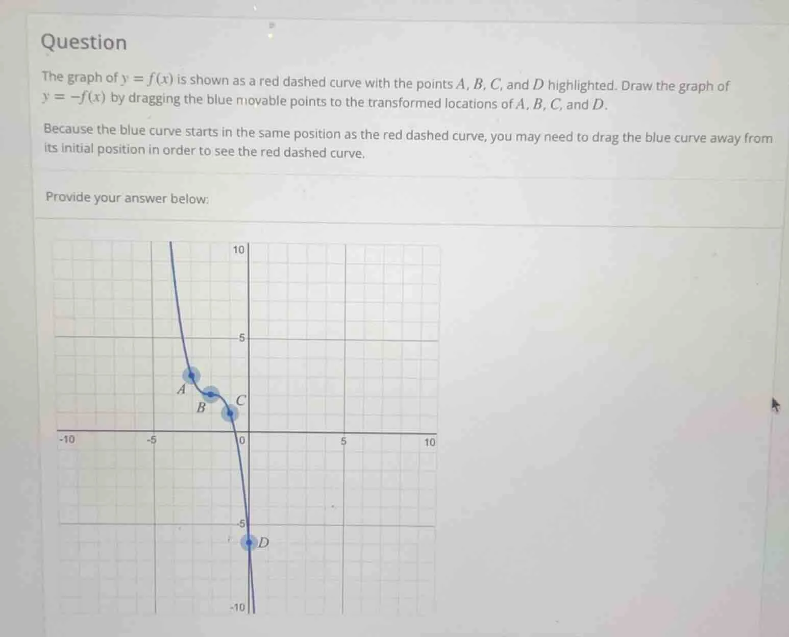 question the graph of ( y = f(x) ) is shown as a red dashed curve with …