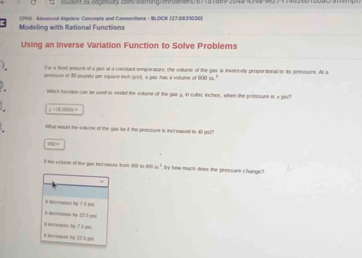 modeling with rational functions using an inverse variation function to…