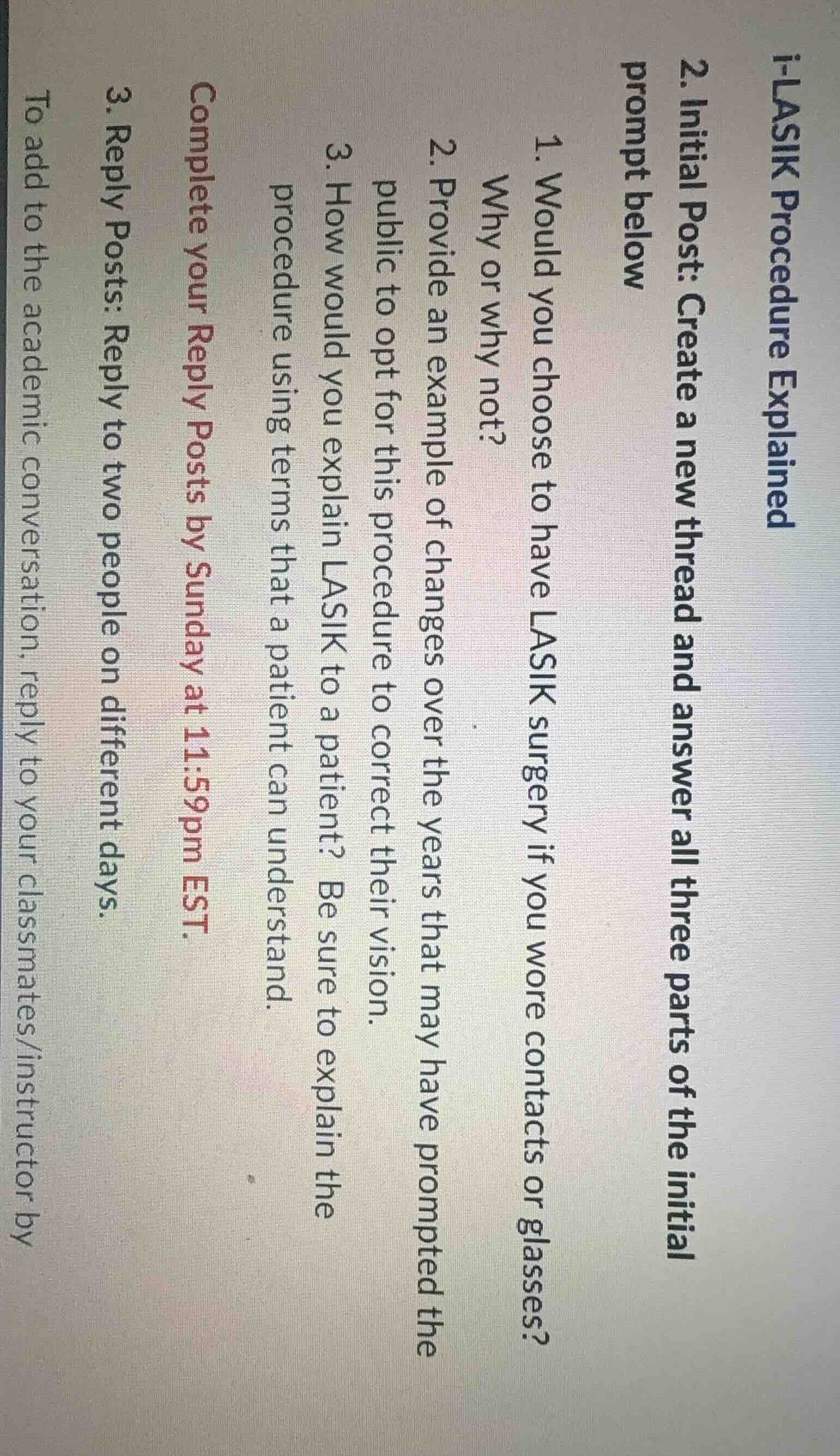 i - lasik procedure explained 2. initial post: create a new thread and …