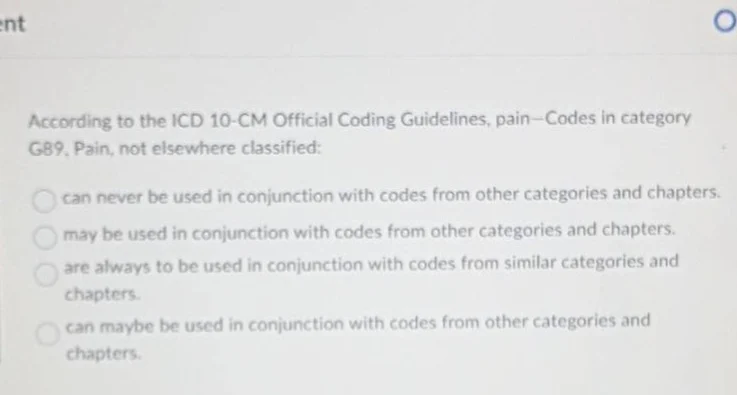 according to the icd 10 - cm official coding guidelines, pain—codes in …