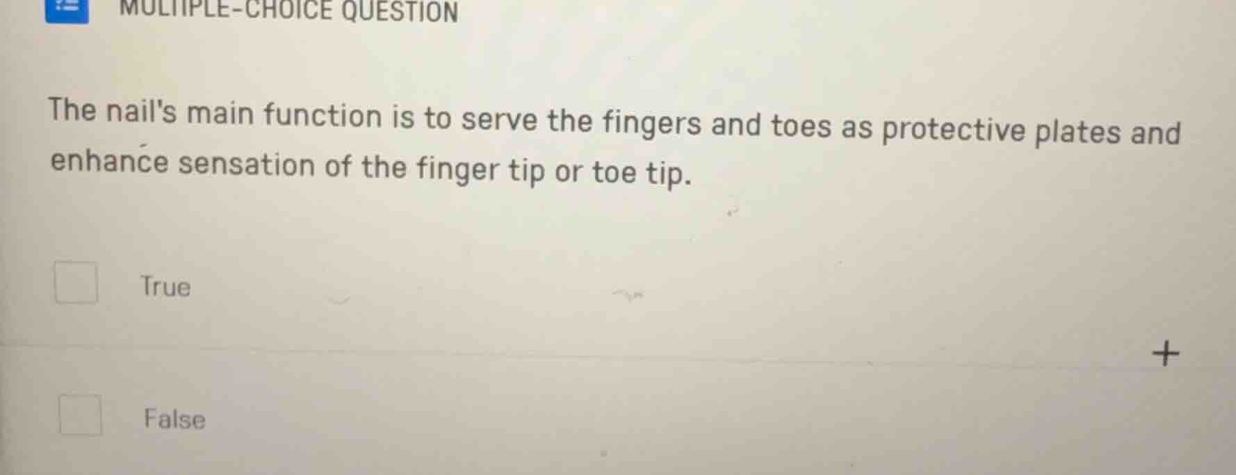 multiple-choice question the nails main function is to serve the finger…
