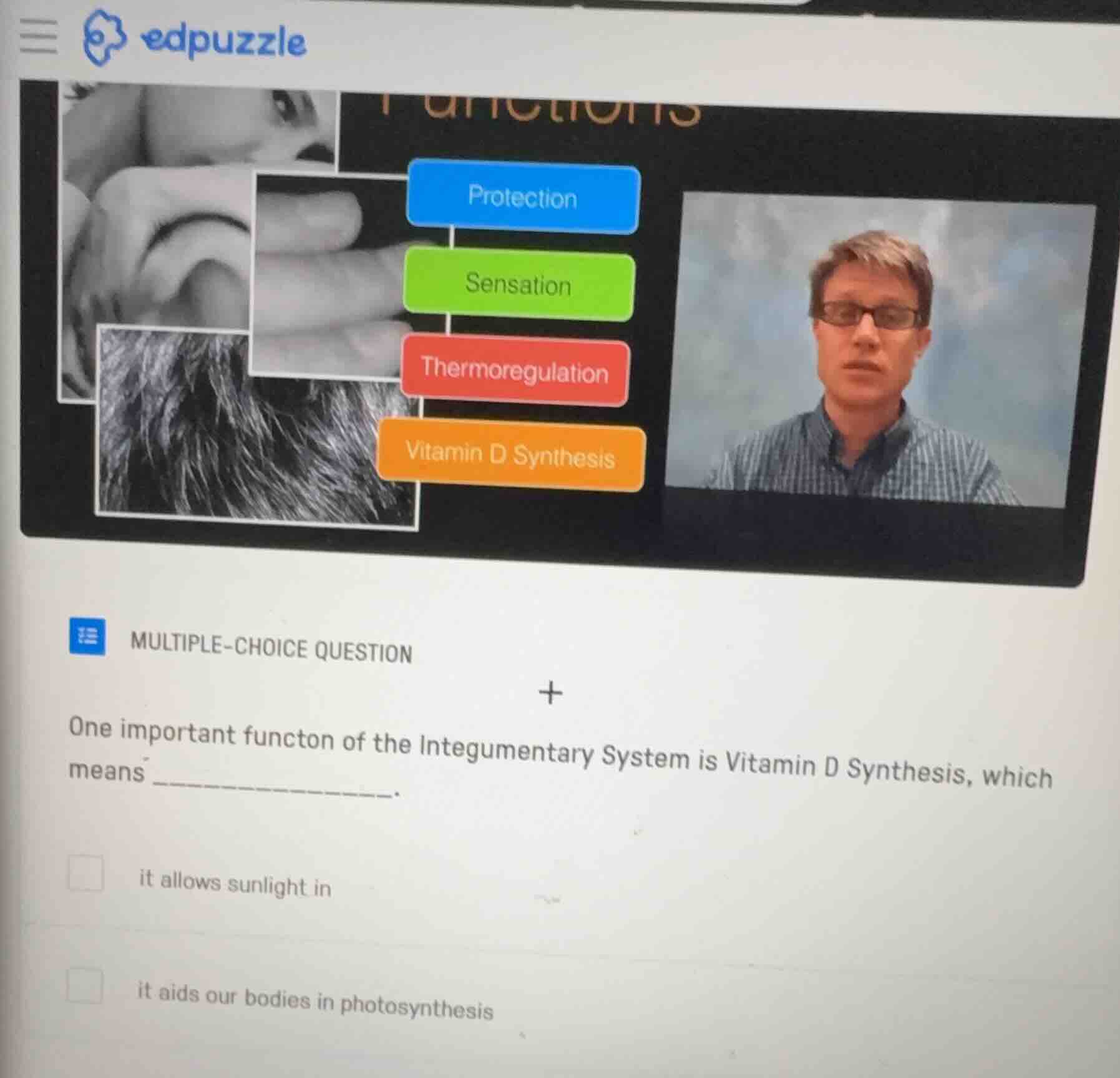 multiple-choice question one important functon of the integumentary sys…