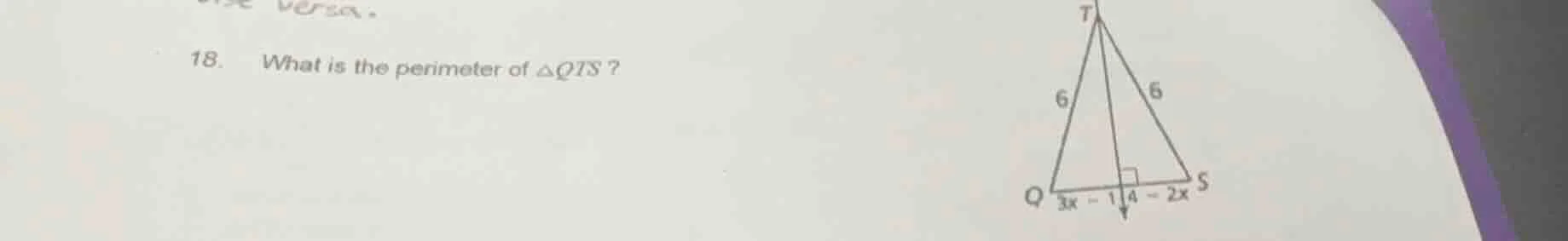 18. what is the perimeter of $\\triangle qts$?