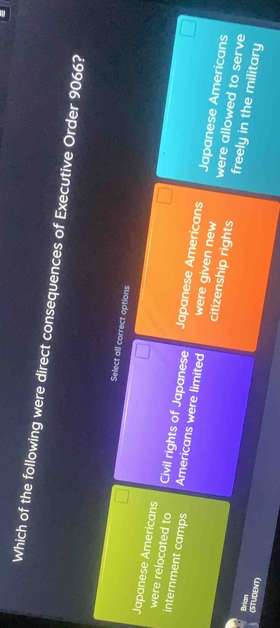 which of the following were direct consequences of executive order 9066…