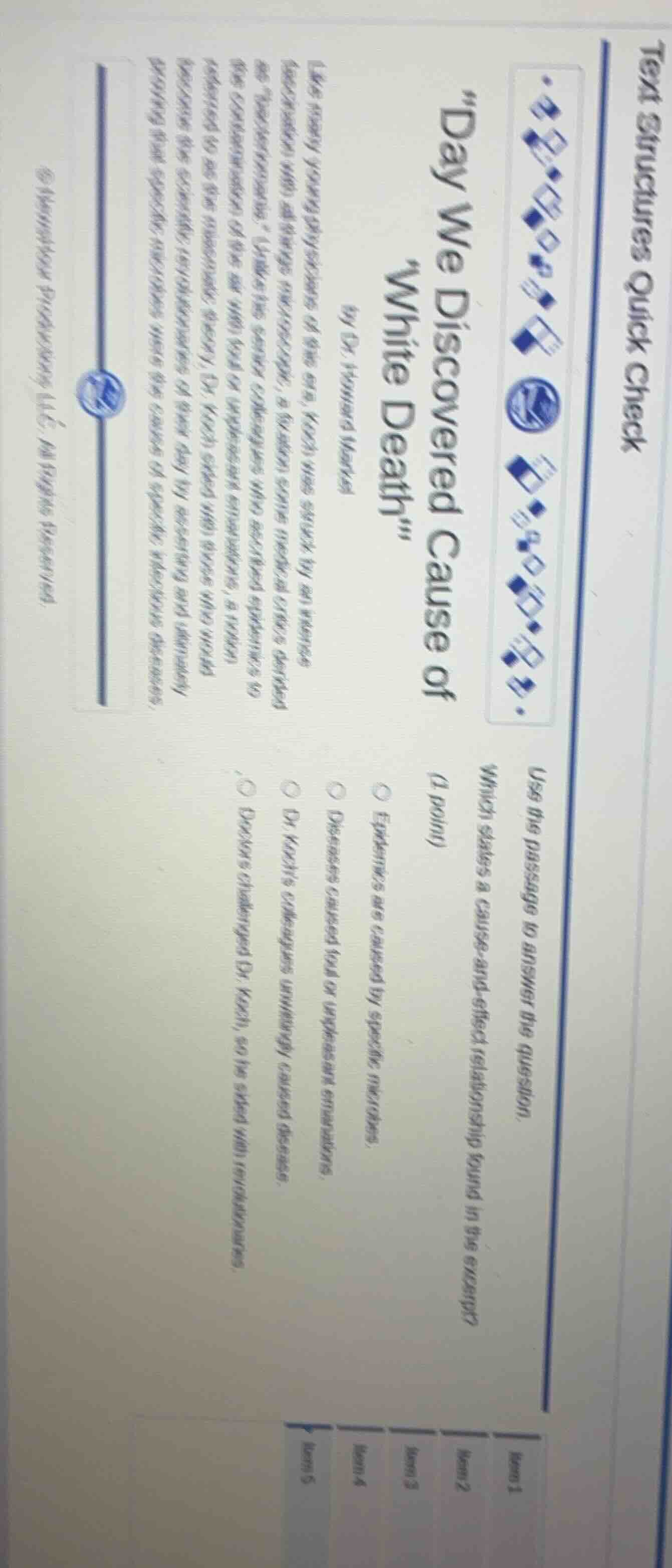 text structures quick check use the passage to answer the question. \da…