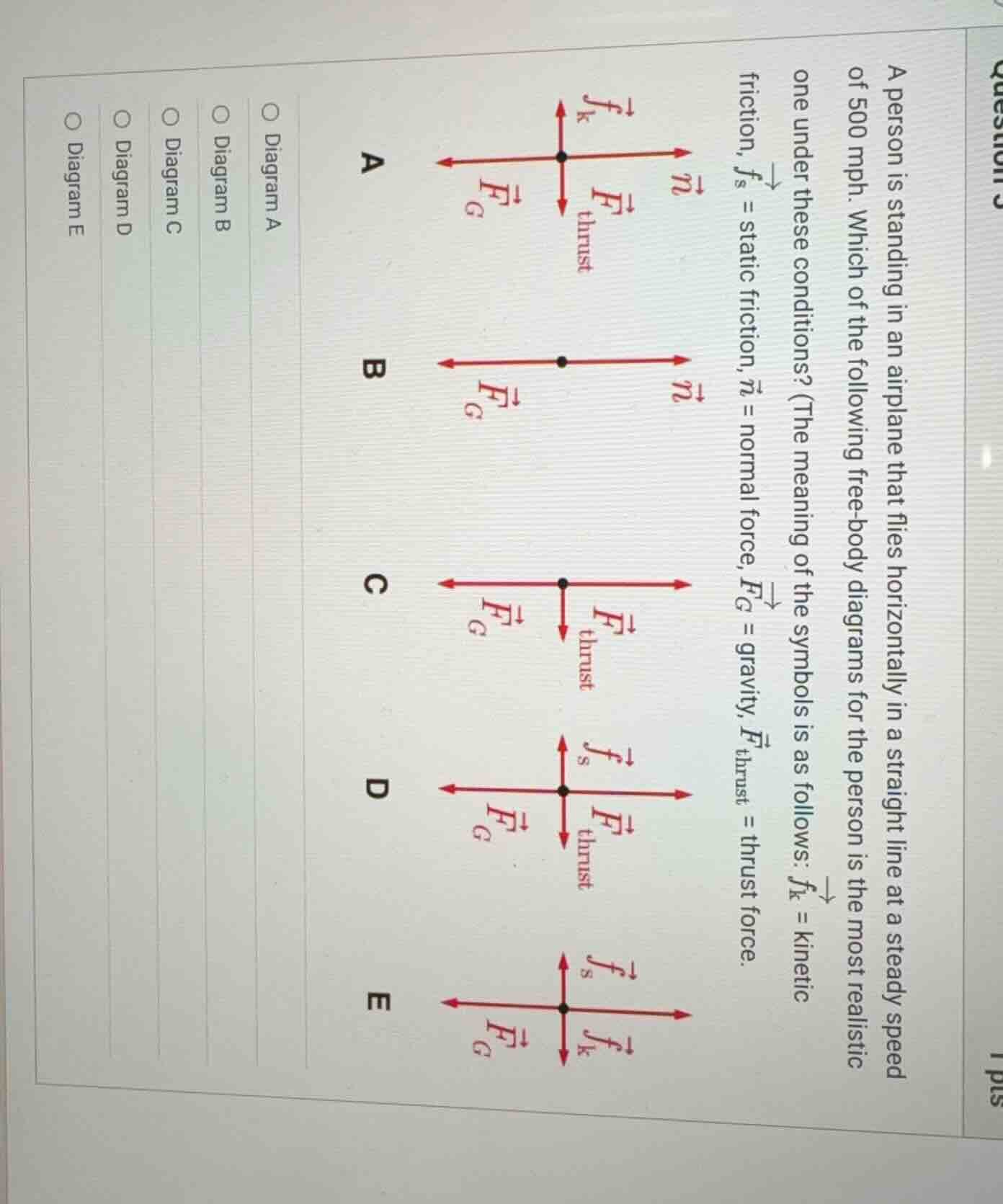 a person is standing in an airplane that flies horizontally in a straig…