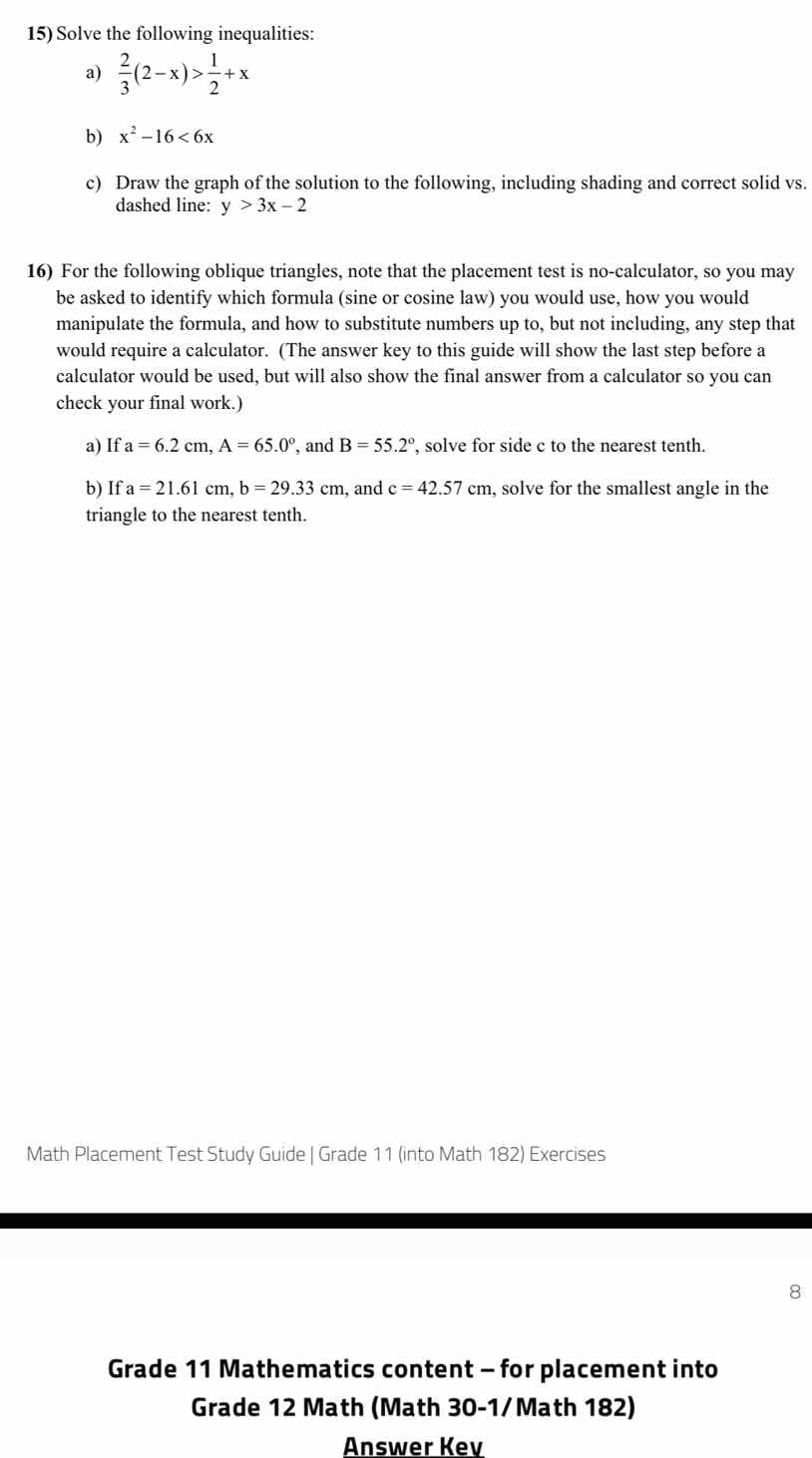 15) solve the following inequalities: a) \\( \\frac{2}{3}(2 - x) > \\fr…