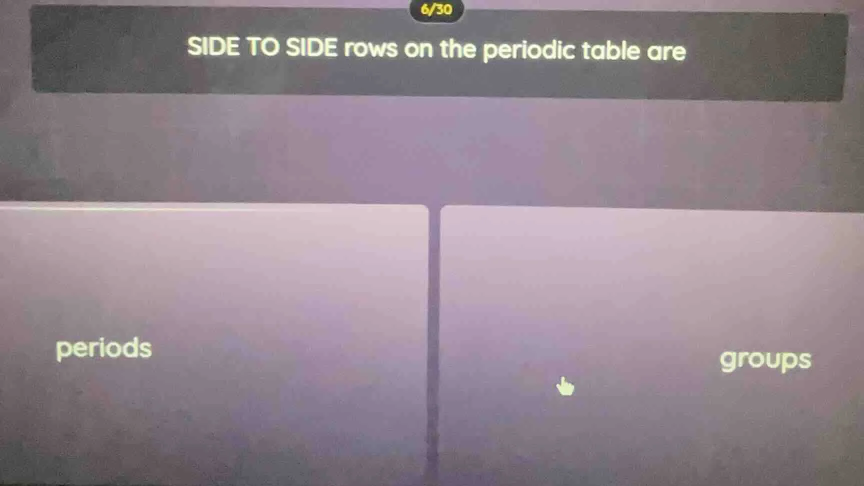 side to side rows on the periodic table are periods groups