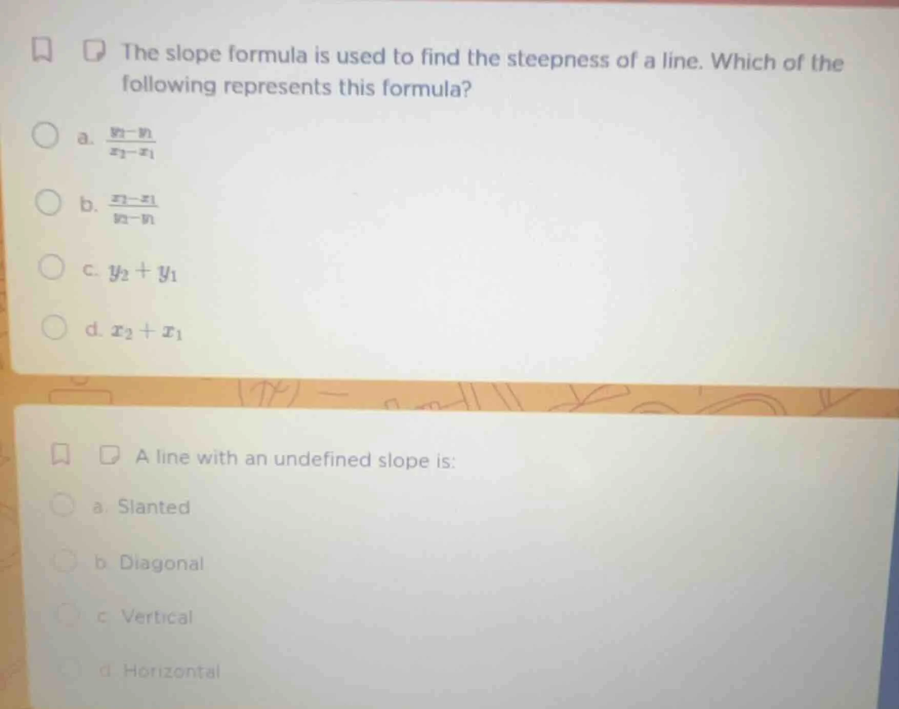 the slope formula is used to find the steepness of a line. which of the…