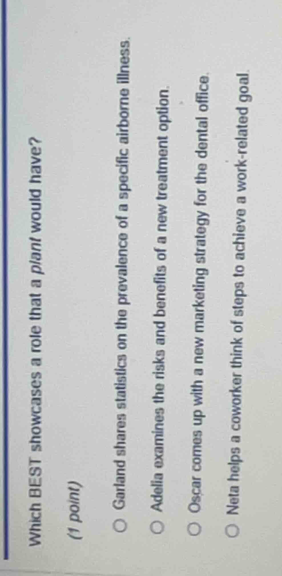 which best showcases a role that a plan would have? (1 point) garland s…