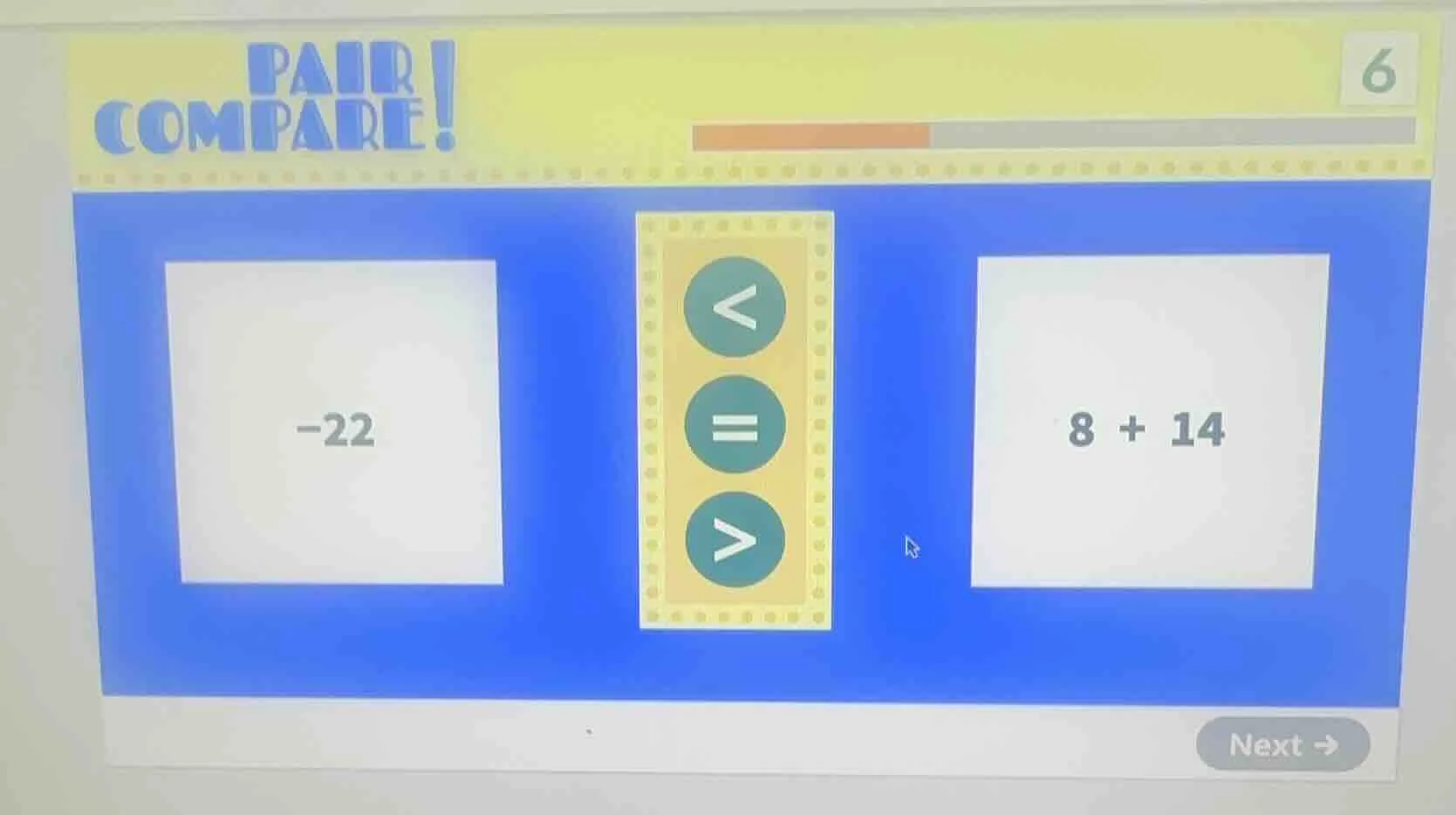 pair compare! -22 8 + 14