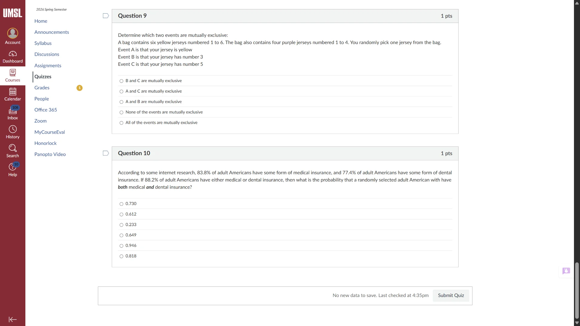question 9 determine which two events are mutually exclusive: a bag con…