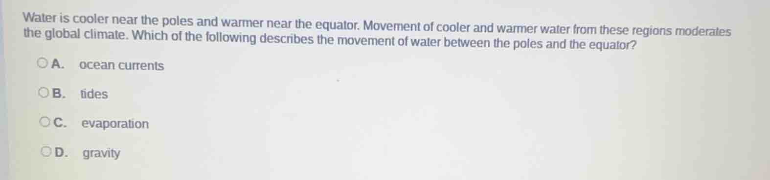 water is cooler near the poles and warmer near the equator. movement of…