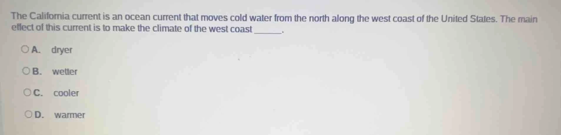 the california current is an ocean current that moves cold water from t…