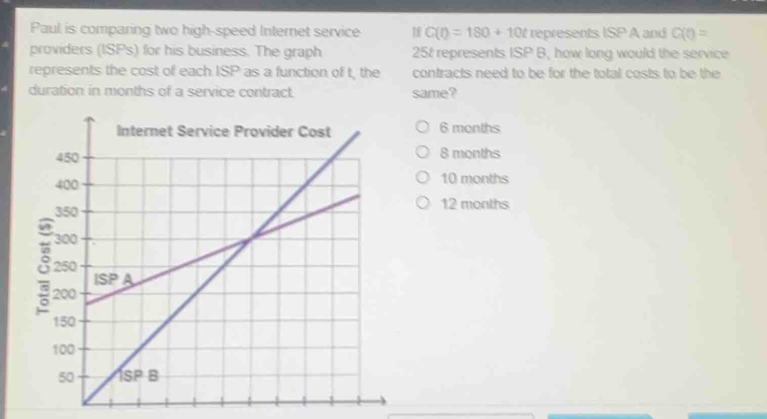 paul is comparing two high - speed internet service providers (isps) fo…