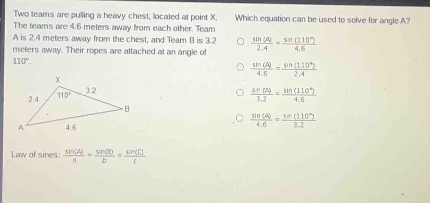 two teams are pulling a heavy chest, located at point x. the teams are …