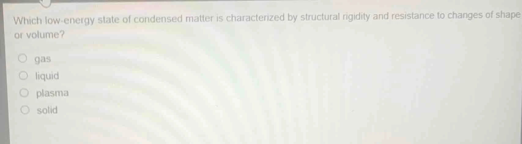 which low - energy state of condensed matter is characterized by struct…