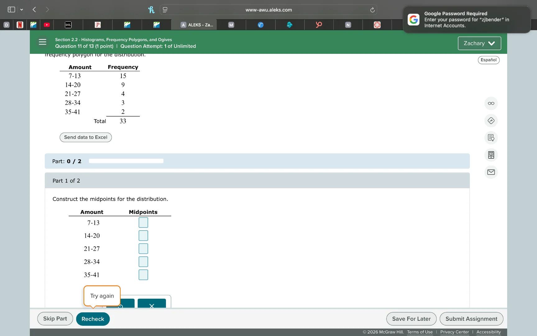 section 2.2 - histograms, frequency polygons, and ogives question 11 of…
