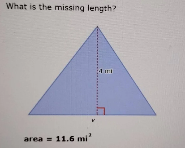 what is the missing length? 4 mi v area = 11.6 mi²